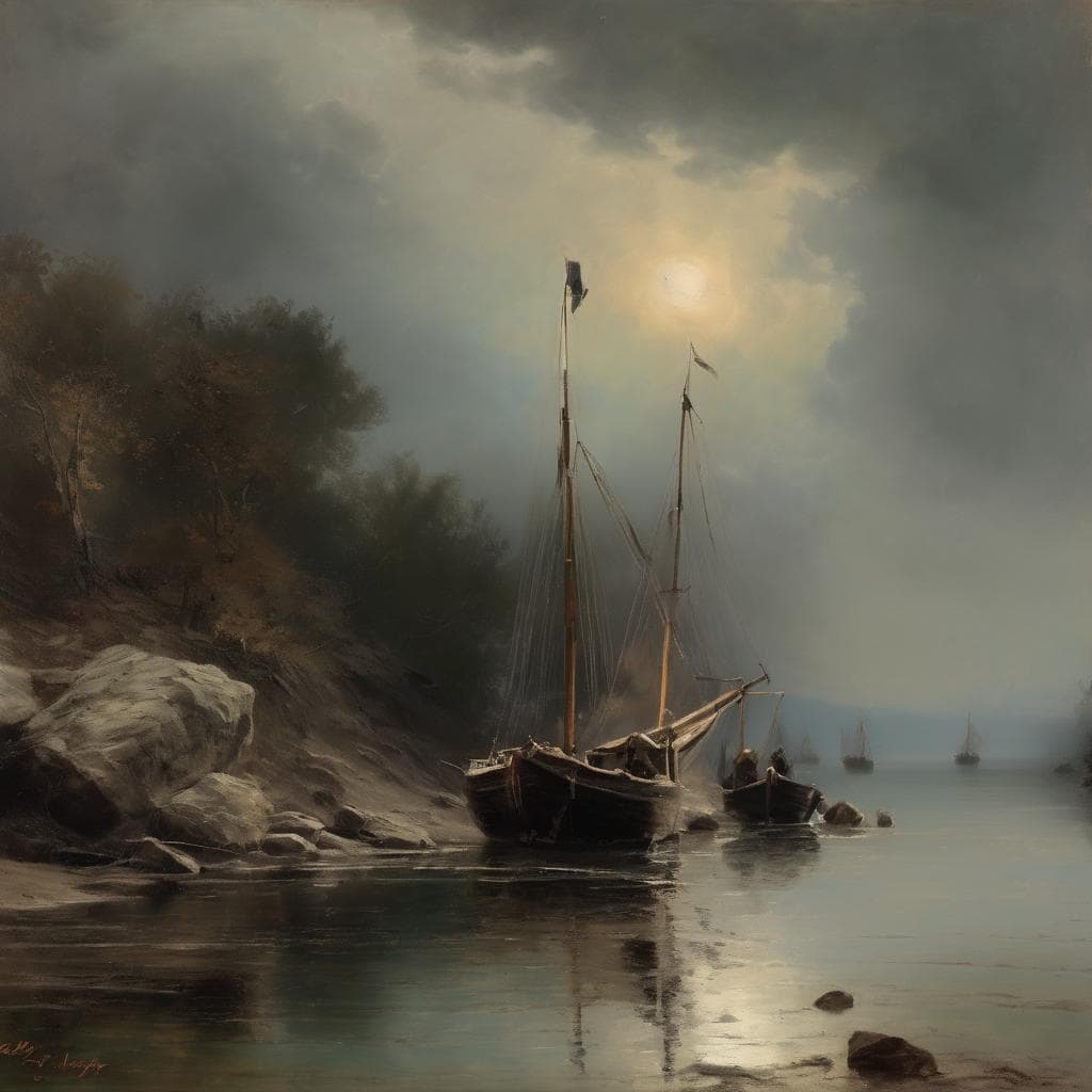 Αρχαία παραλία με ξύλινα ιστιοφόρα και ήσυχο λιμάνι, η ηρεμία αντανακλά την ψυχική γαλήνη και εσωτερική δύναμη.